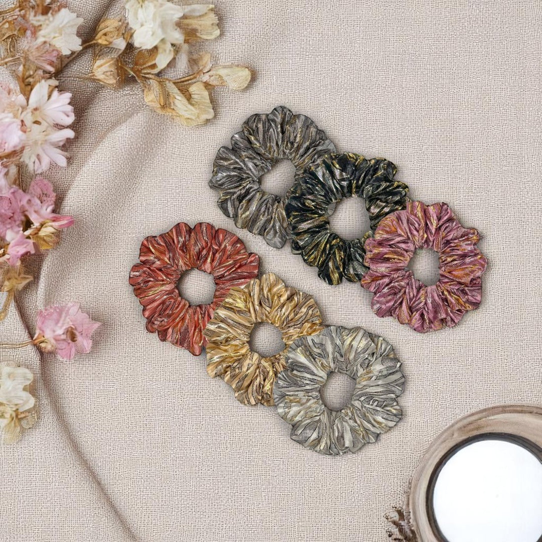Trendy Hair Scrunchies for Women Multicolour Set of 6