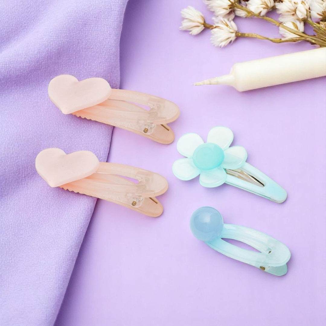 Cute Pastel Hair Clips for Girls Pink & Blue Pack of 4