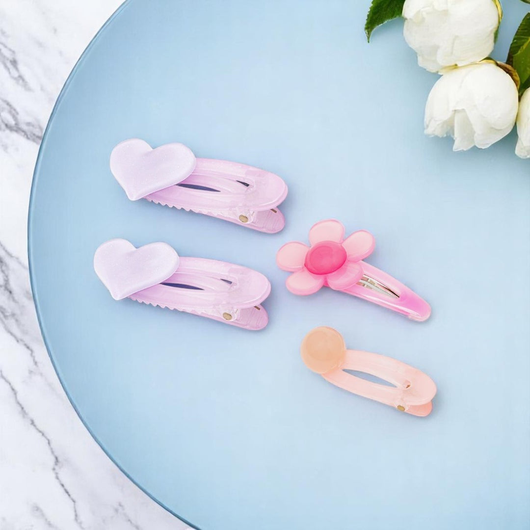 Cute Hair Clips for girls Pink & Purple Pastels Set of 4