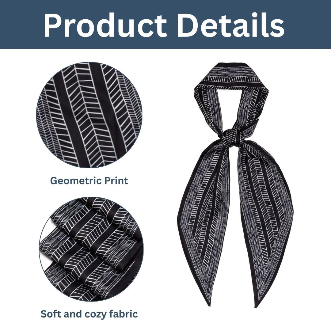 Monochrome Geometric Silk Scarf for Women | Elegant Neck Accessory