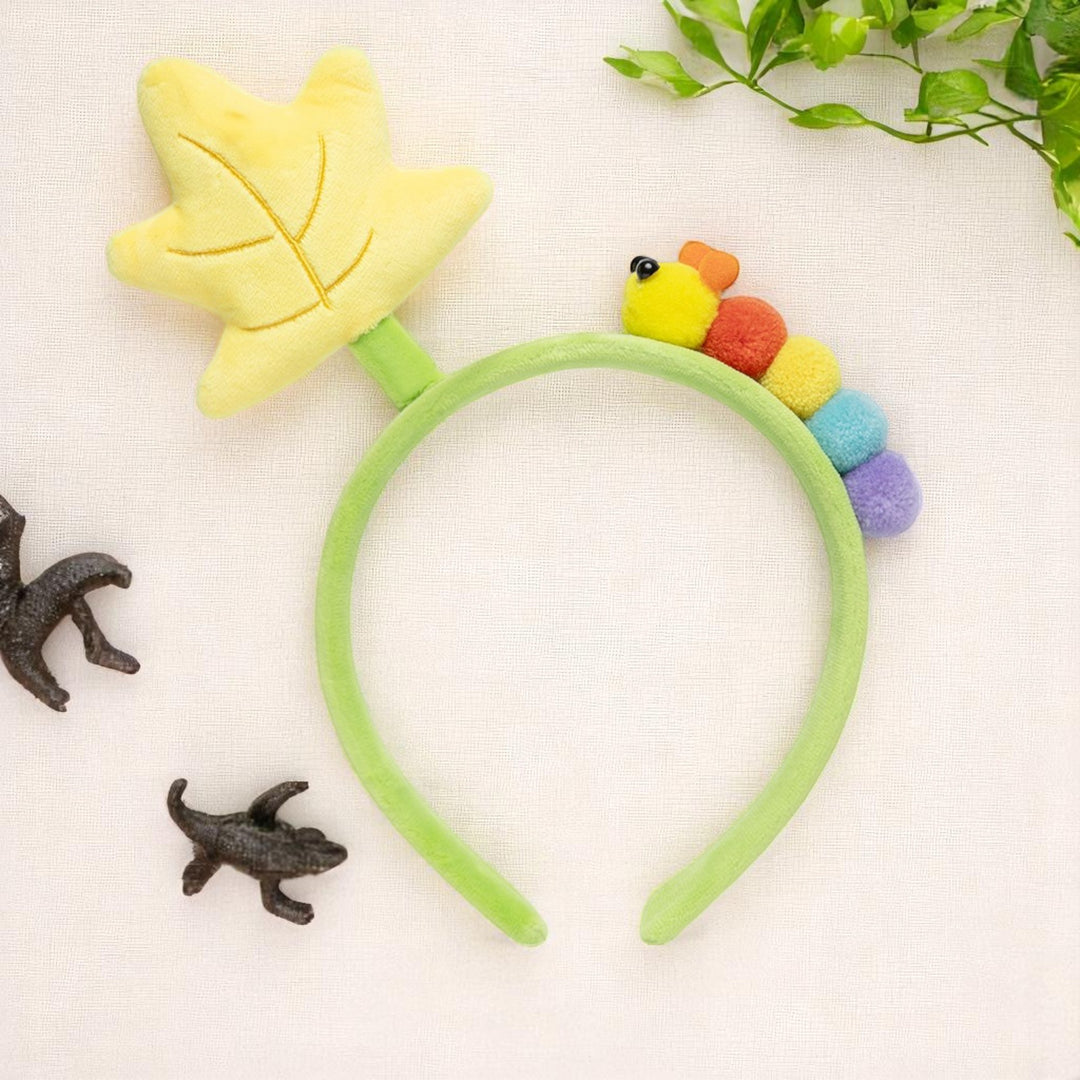Hairband for Kids - Plush Caterpillar & Yellow Leaf Design 1 Piece