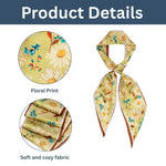 Load image into Gallery viewer, Floral Satin Neck Scarf for Women | Stylish Green &amp; Brown Daisy Print Scarf