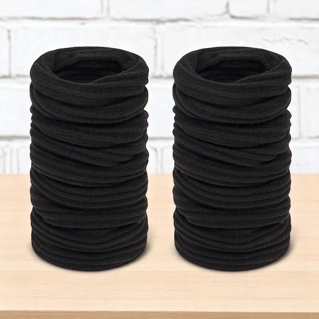 Radhu & Kabby Black Hair Ties Set | No-Damage Elastic Rubber Bands for Women & Girls