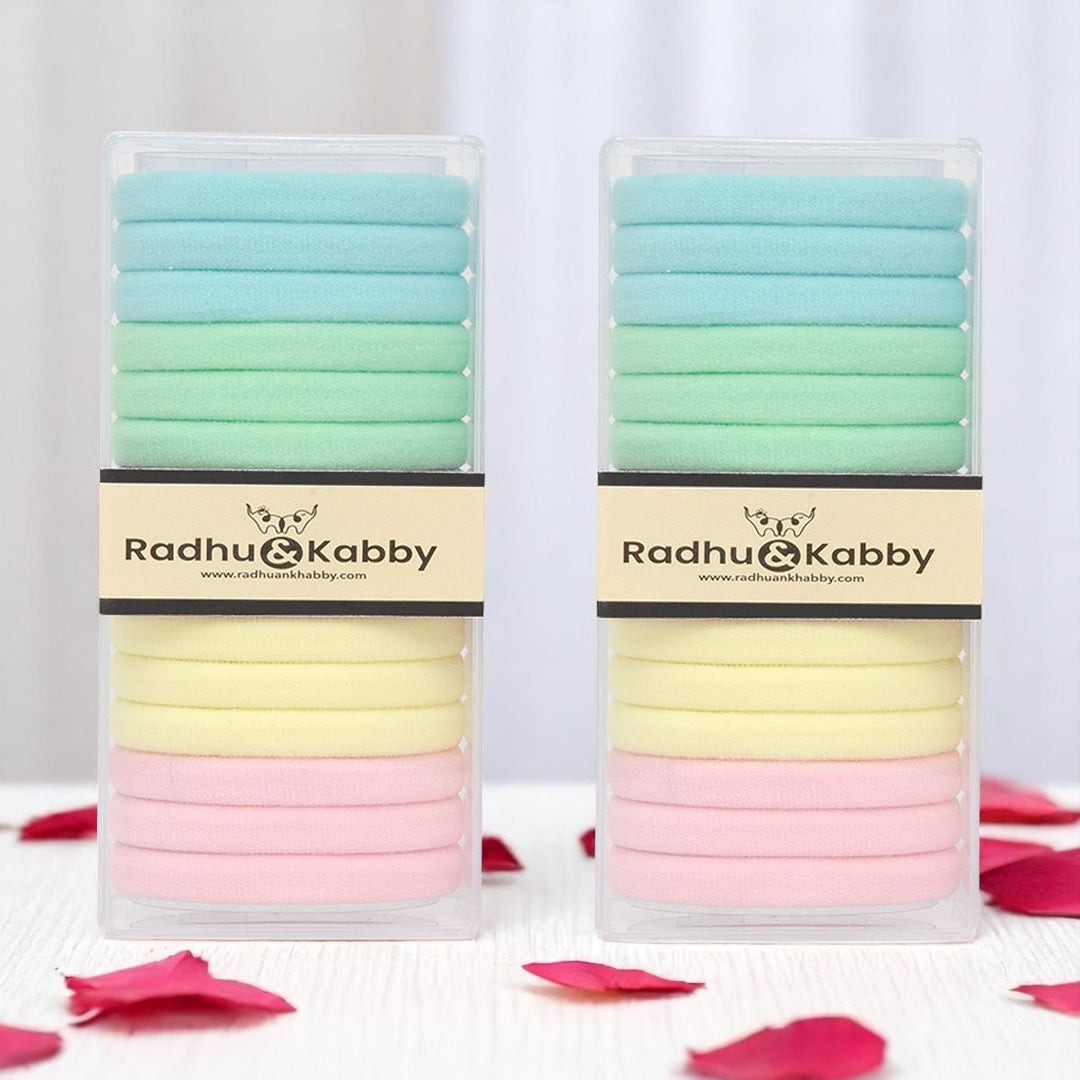 Radhu & Kabby Rubber Bands for Women & Girls | Strong Ponytail Holders for Thick & Thin Hair | Everyday Hair Accessories