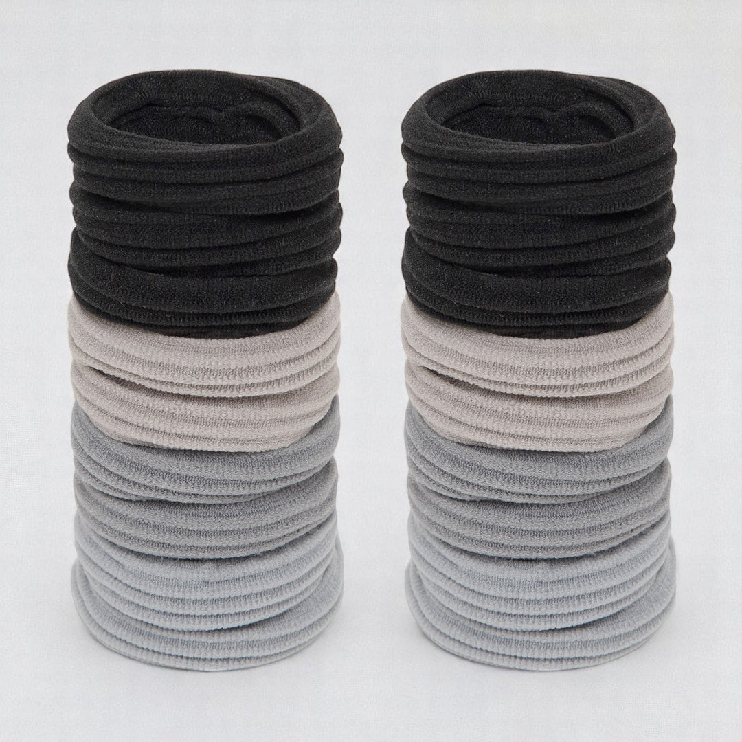 Radhu & Kabby Premium Hair Ties | Set of 20 Black & Grey | Gentle Grip, Long-Lasting & Suitable for All Hair Types