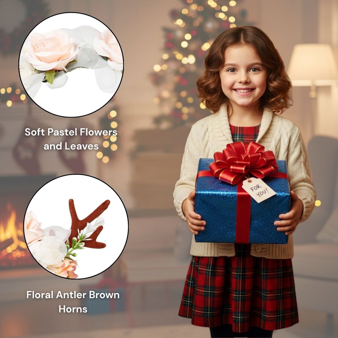 Radhu & Kabby Christmas Headband for Girls/Women | Festive Hair Accessories with Peach, Berries, Leaves, & Glitter Balls