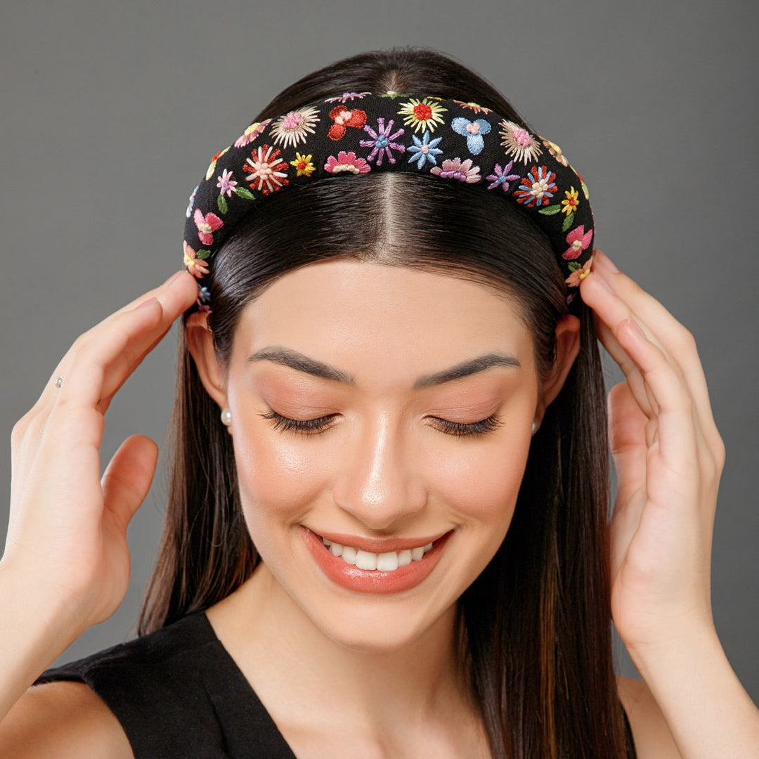 Radhu & Kabby Hand Embroidered Headband | Handcrafted Floral Hairband for Girls/Women
