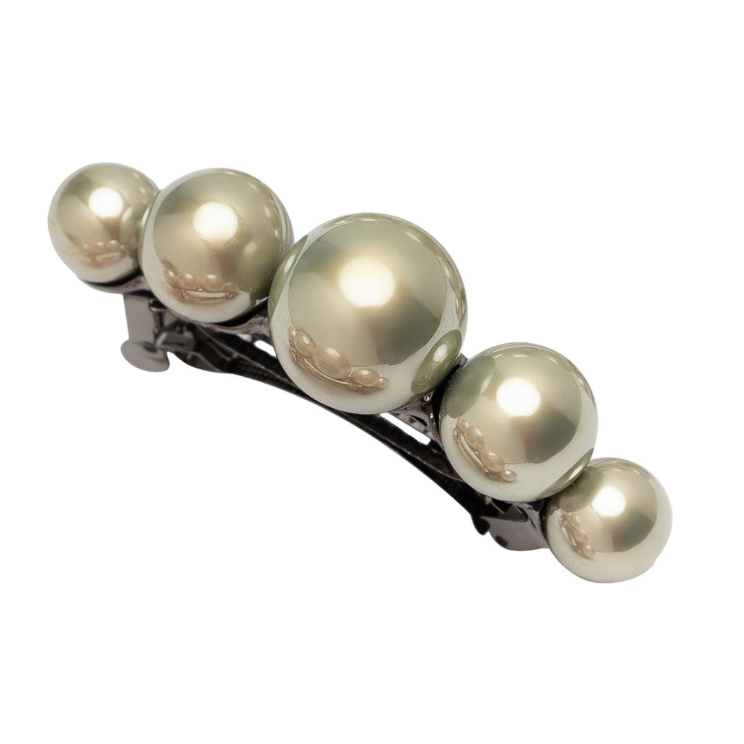Raddu & Kabby Glossy Green Pearl Barrette | Perfect for Parties, Weddings & Daily Fashion Styling
