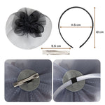 Load image into Gallery viewer, Radhu &amp; Kabby Floral Fascinator Hat for Women | Set of 1 Stylish Black Hat with Alligator Clips &amp; Headband