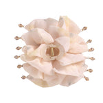 Load image into Gallery viewer, Radhu &amp; Kabby Women’s Beige Ruffle Fabric Hair Claw Clip with Bead Tassel Detailing | Fashion Hair Accessory