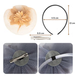 Load image into Gallery viewer, Radhu &amp; Kabby Floral Fascinator Hat for Girls/Women | Set of 1 Stylish Brown Hat with Alligator Clips &amp; Headband