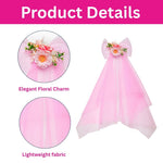Load image into Gallery viewer, Hair Bow with Veil Pink Floral Accessory 1 Pcs