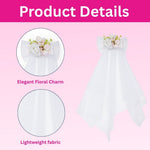 Load image into Gallery viewer, White Hair Bow with Veil Flower Embellishments One Piece