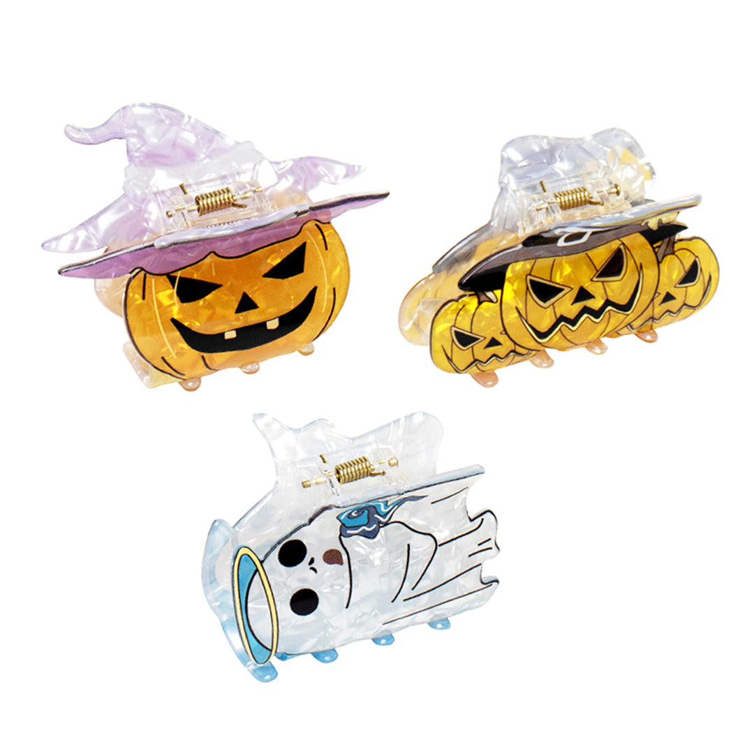 Halloween Pumpkin & Ghost Claw Clips Clutchers Set of 3