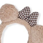 Load image into Gallery viewer, Kids&#39; Teddy Bear Hairband with Checkered Bow Design Beige Colour One Piece
