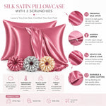 Load image into Gallery viewer, Radhu &amp; Kabby Satin Pillow Covers with 3 Satin Scrunchies | Best for Hair, Skin &amp; Beauty Sleep with Zipper Closure | Standard Size 72 x 48 cm