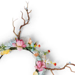 Load image into Gallery viewer, Radhu &amp; Kabby Christmas Floral Antler Headband | Fantasy Deer Horn Hairband with Flowers &amp; Leaves | Pack of 1 Soft, Lightweight Accessory