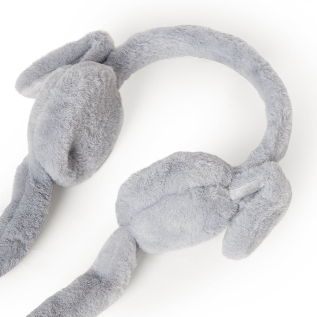 Radhu & Kabby Grey Bunny Ear Muffs | Warm, Furry & Lightweight for WinterWear | Pack of 1