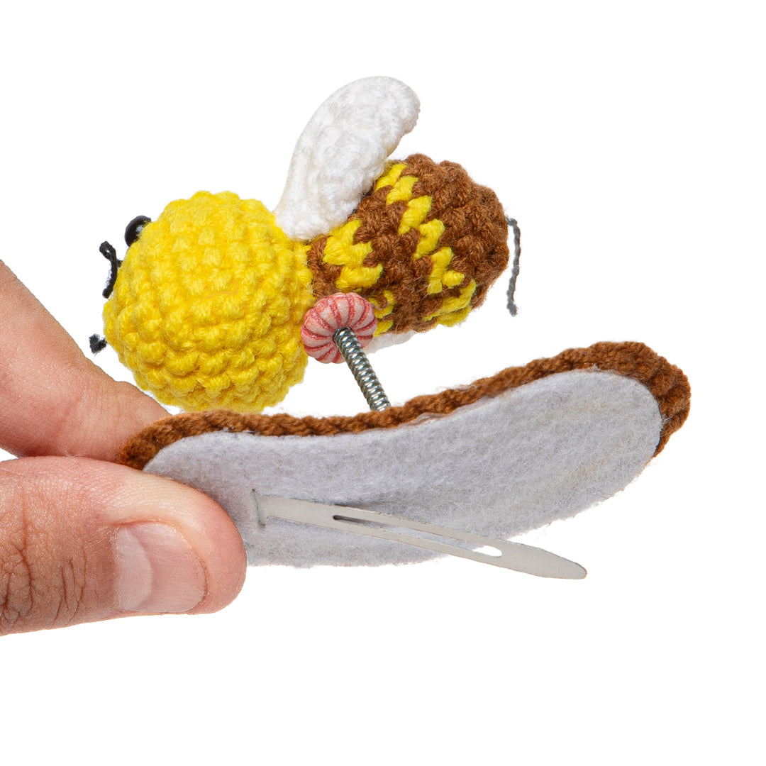 Radhu & Kabby Handmade Crochet Honey Bee Tic Tac Hair Clip | Cute Handmade Hair Accessory for Girls & Women