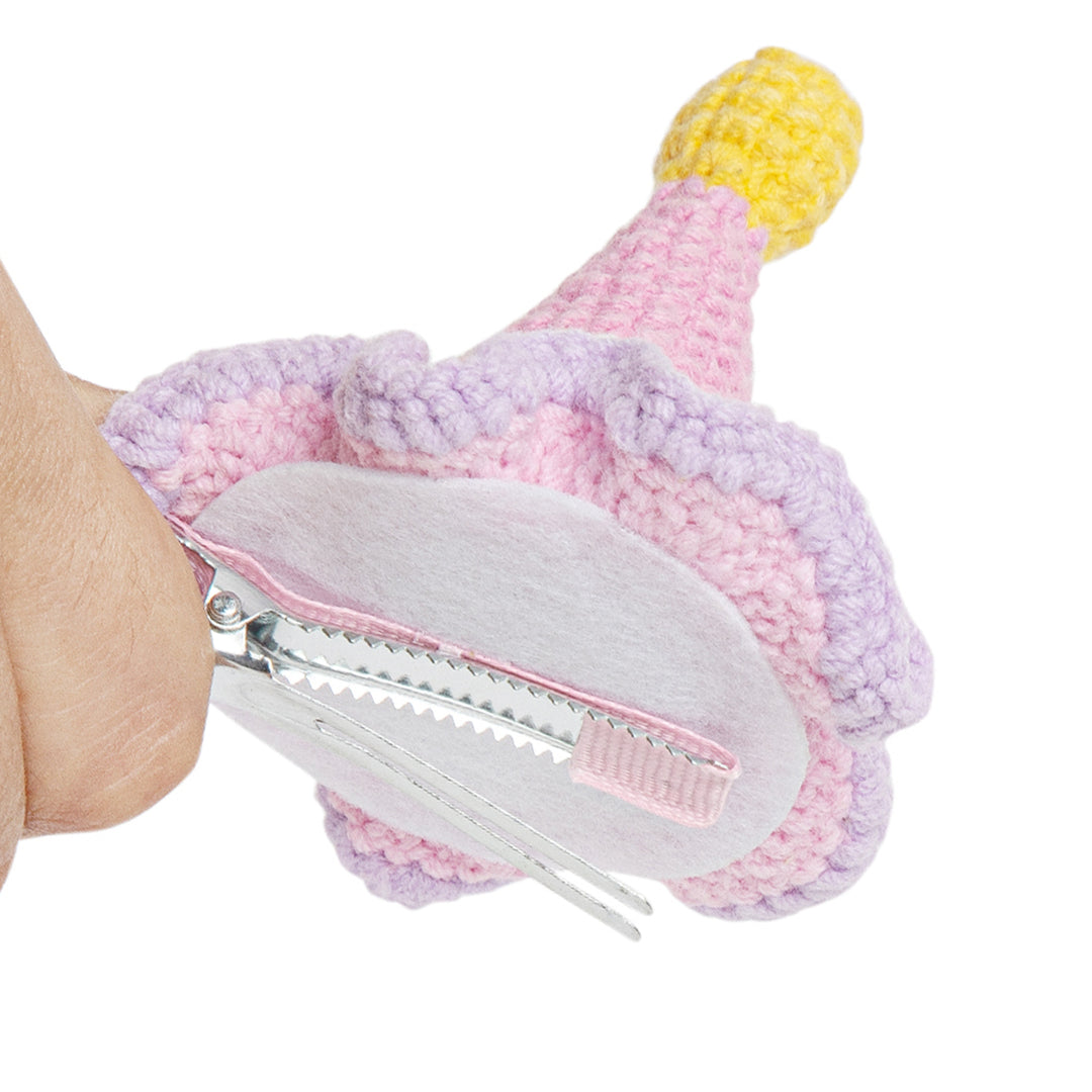 Radhu & Kabby Set of 1 Handmade Crochet Pink Hat Tic-Tac Hair Clip for Girls/Women