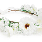 Load image into Gallery viewer, Radhu &amp; Kabby White Floral Hair Tiara for Girls/Women | Delicate Artificial Flower Crown with Ribbon Tie | Elegant &amp; Lightweight Headpiece