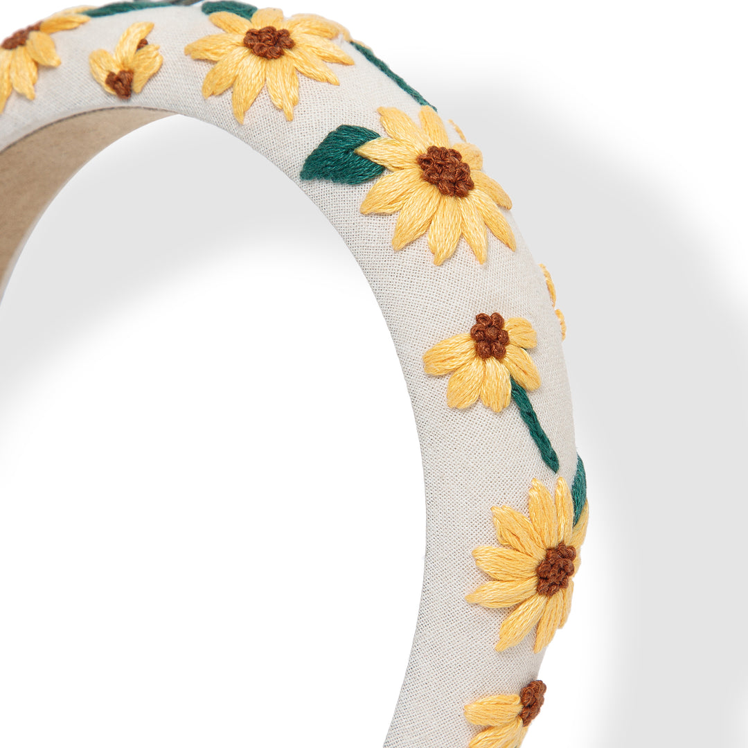 Radhu & Kabby Handmade Sunflower Embroidered Hairband for Women & Girls