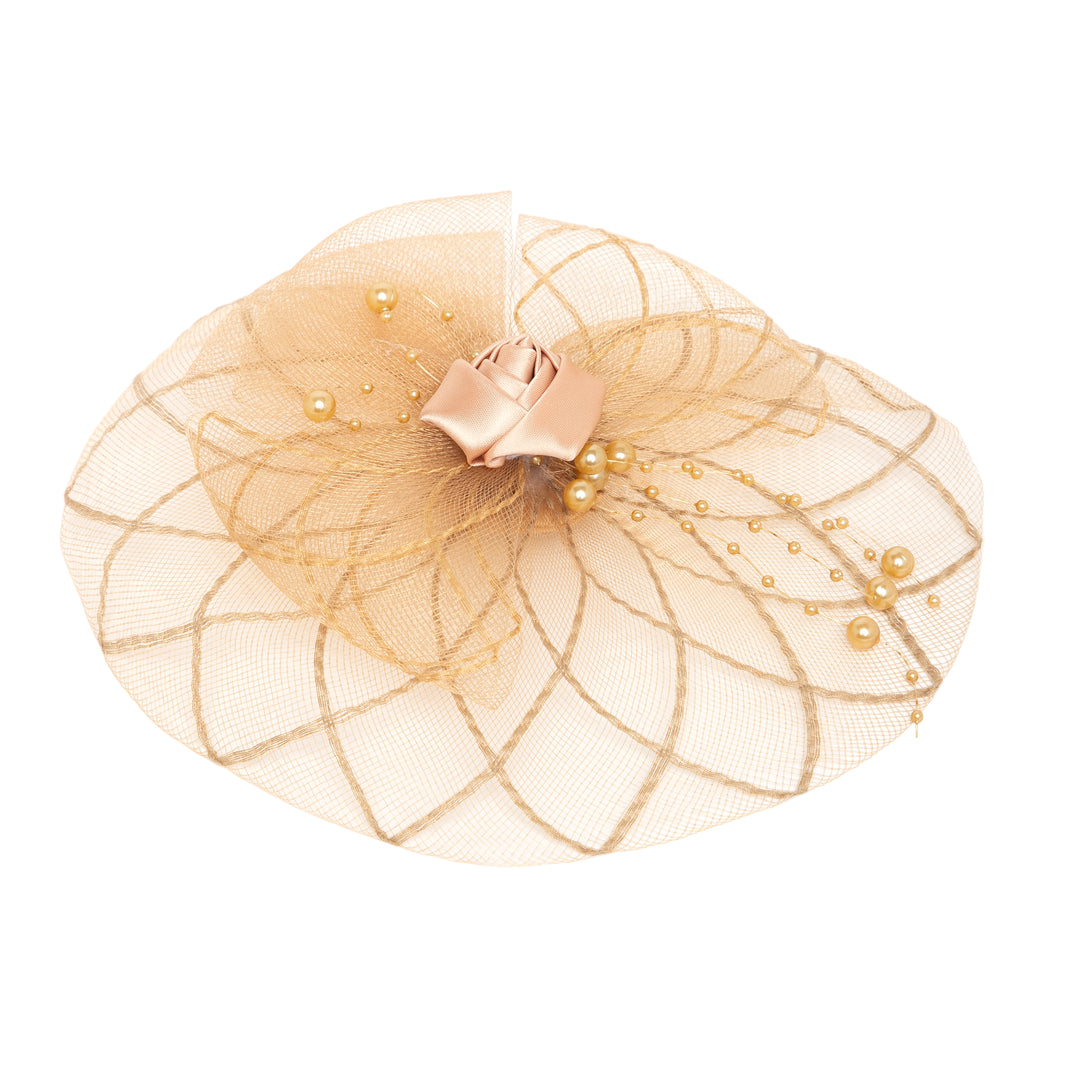 Radhu & Kabby Fascinator Hat for Girls/Women | Brown Hat with Alligator Clips & Headband | Hair Accessory for Weddings, Parties & Special Occasions