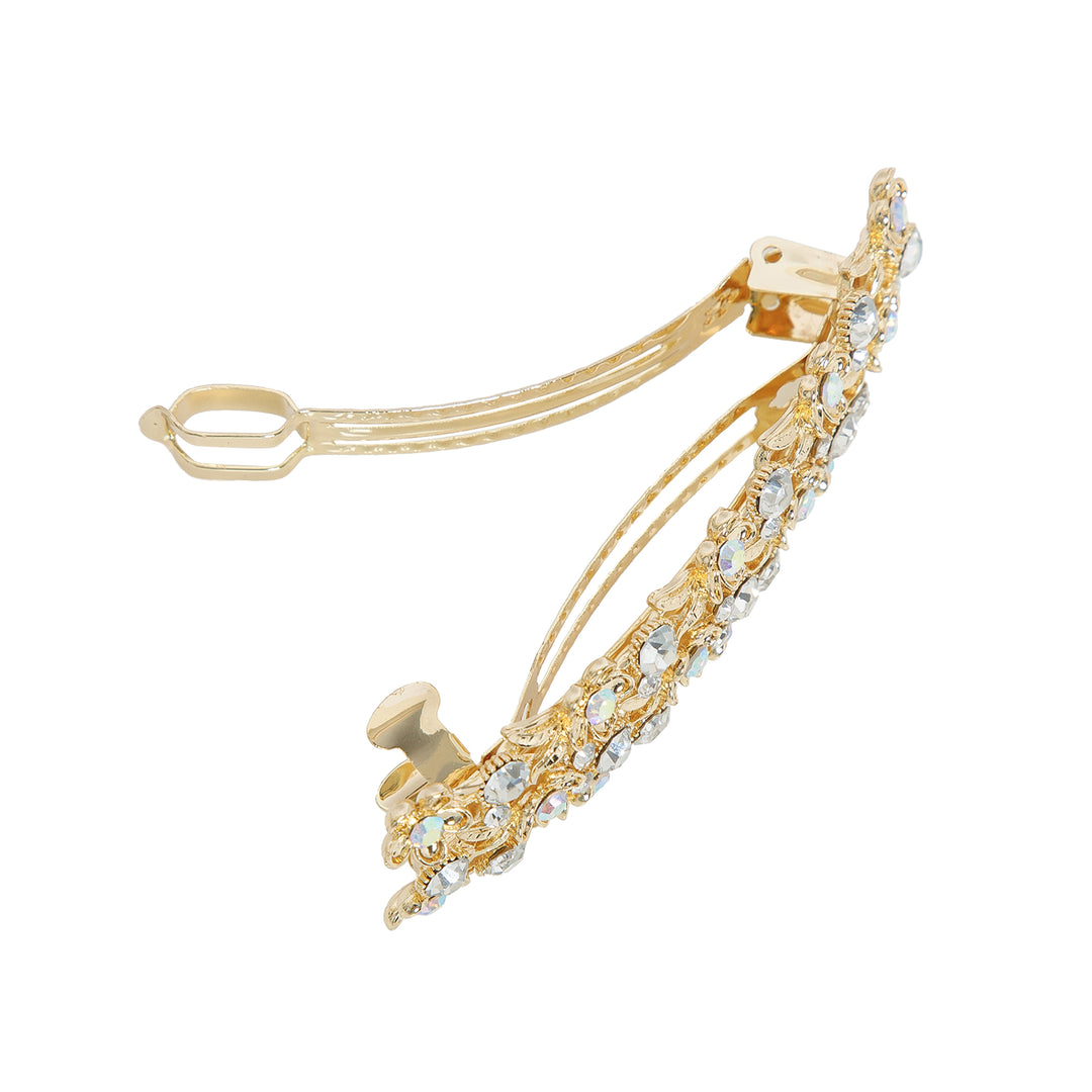 Golden Barrette with Stone Accents for Women One Piece