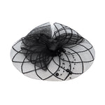 Load image into Gallery viewer, Radhu &amp; Kabby Glam Black Fascinator Hat for Girls/Women | Floral Mesh &amp; Pearl Detailing | Stylish Hairwear
