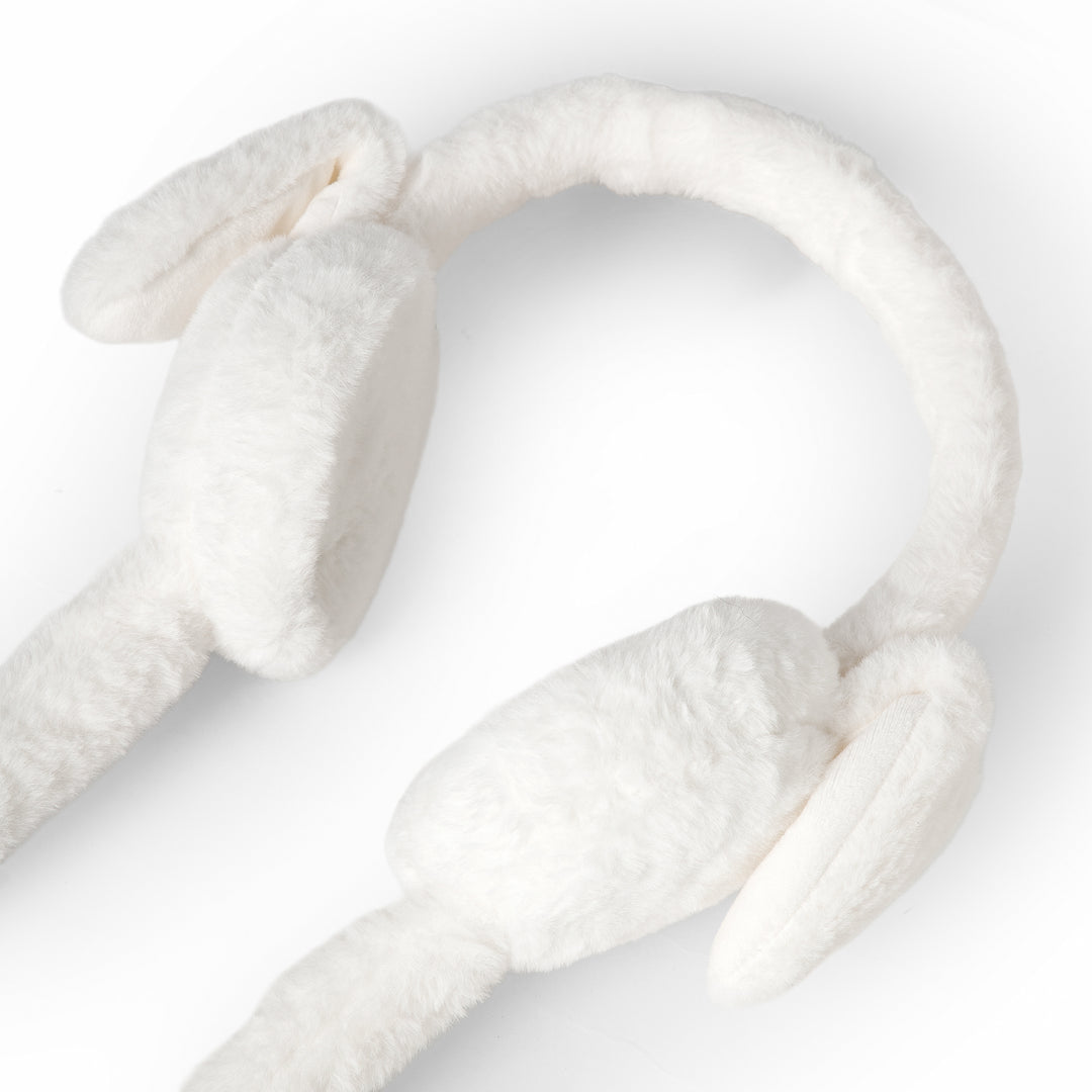 Radhu & Kabby White Bunny Ear Muffs | Cozy, Warm & Perfect for Winter Outings | Pack of 1