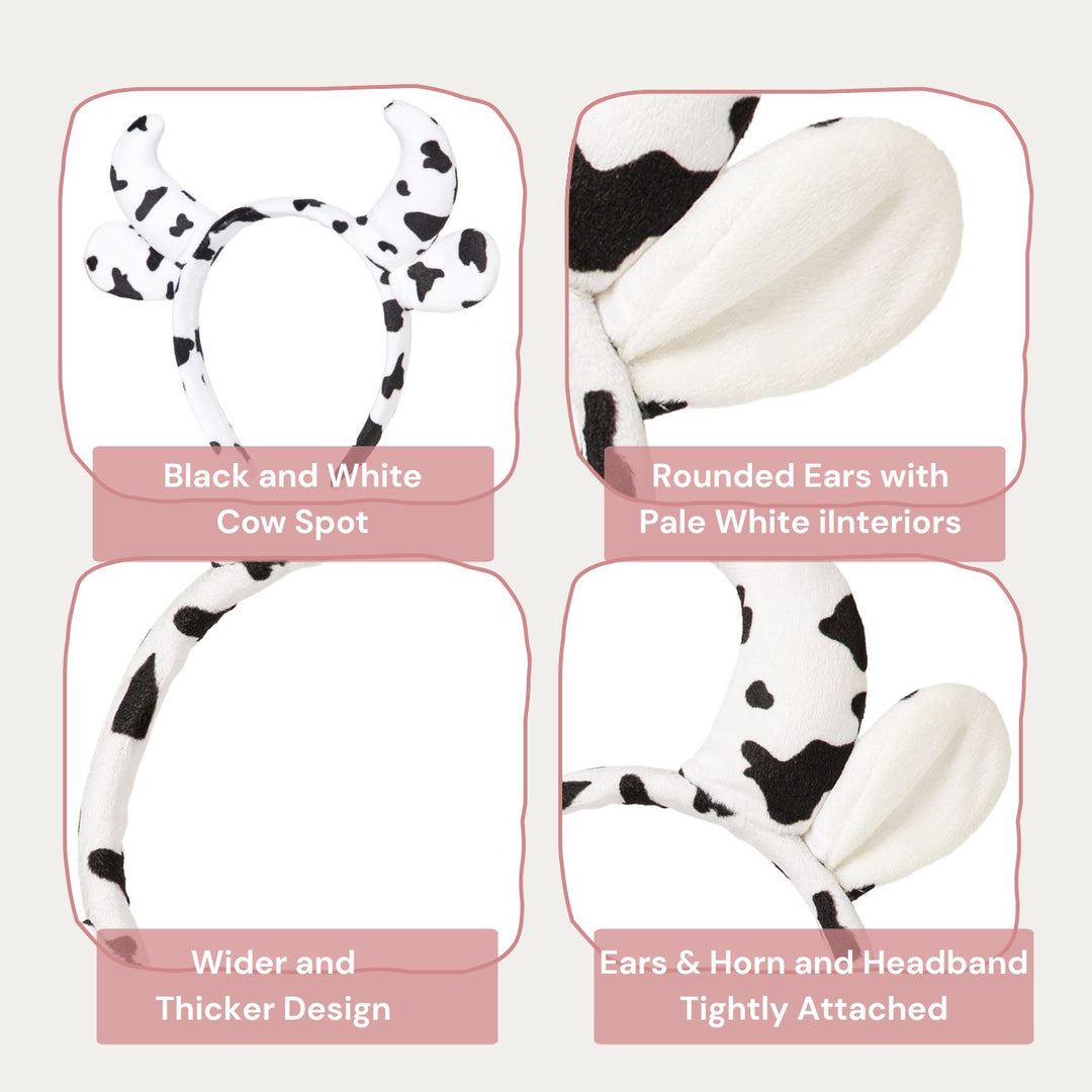 Radhu & Kabby Cow Theme Headband | Fluffy Horns & Ears | Ideal for Parties, Reels & Dress-Up Vibes