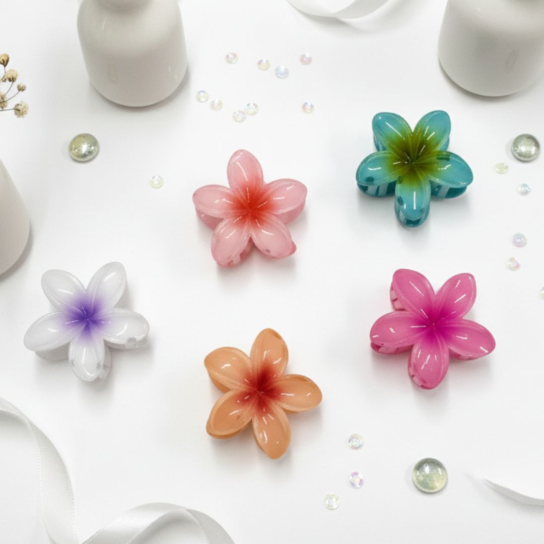 Radhu & Kabby Floral Pastel Hair Claw Clip for Women/Girls | Pack of 6 Stylish Flower Design Hair Accessor