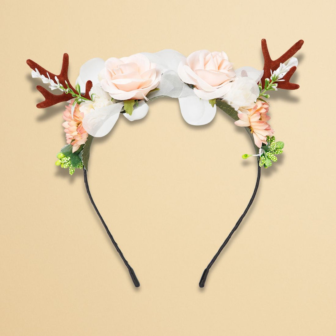 Radhu & Kabby Christmas Headband for Girls/Women | Festive Hair Accessories with Peach, Berries, Leaves, & Glitter Balls