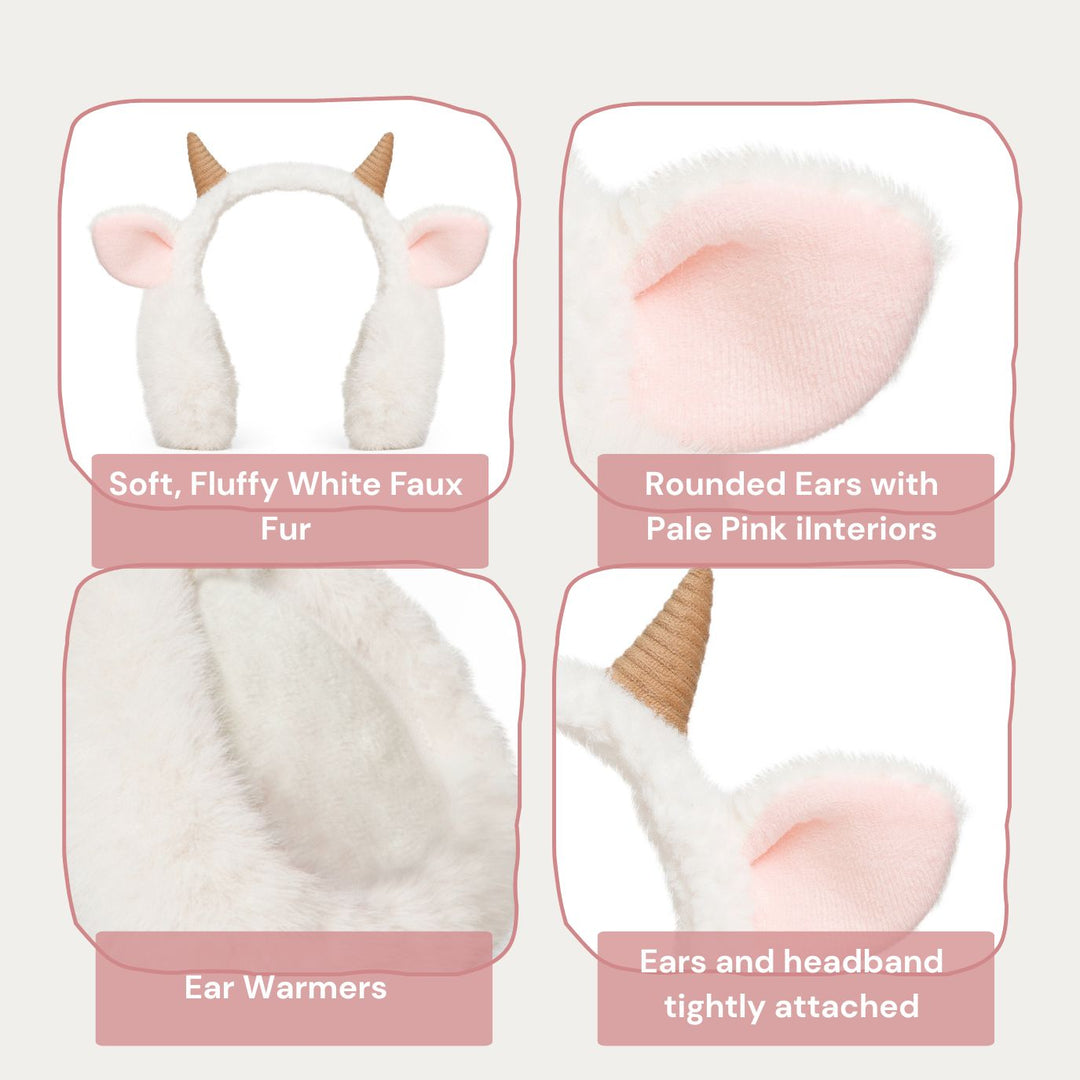 Radhu & Kabby Cozy Horn Plush Earmuffs | Soft, Warm & Lightweight Winter Ear Warmer