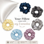Load image into Gallery viewer, Radhu &amp; Kabby Satin Pillow Covers with 3 Satin Scrunchies | Cool &amp; Breathable Fabric with Zipper Closure | Standard Size 72 x 48 cm
