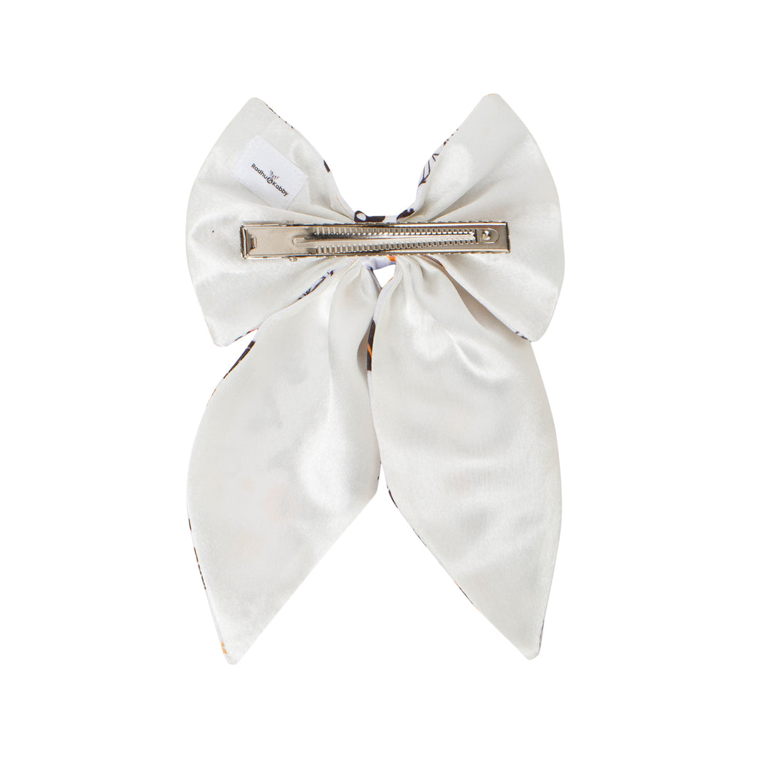 Radhu & Kabby Halloween Statement Hair Bow | Elegant Spooky & Pumpkin Printed Hair Accessories for Girls/Women