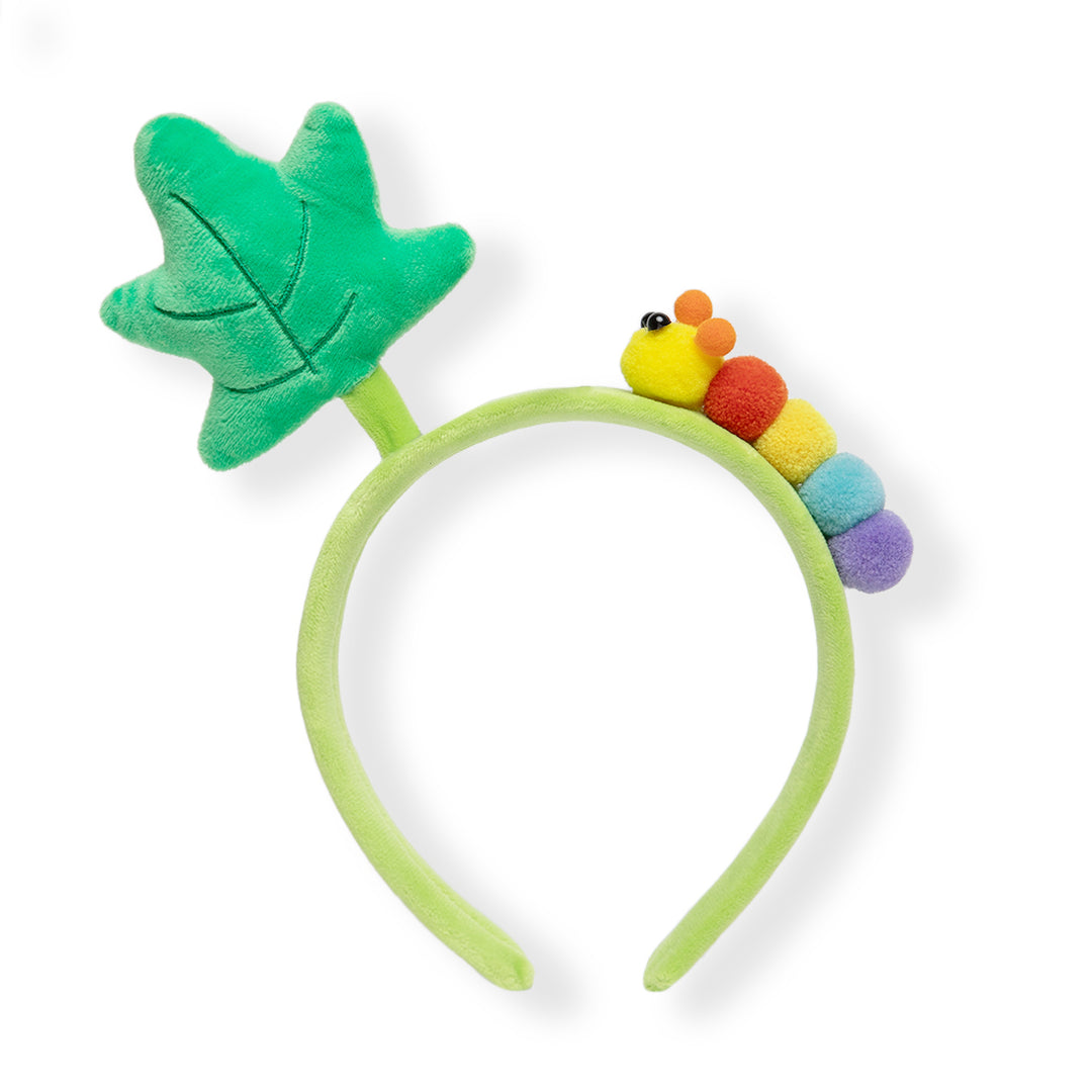 Kids Hairband Green Leaf & Rainbow Caterpillar Plush Headband 1 Piece