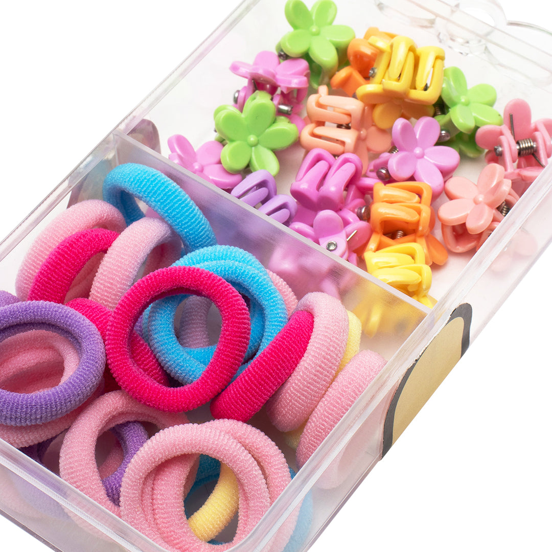 Kids Hair Accessories Set - Hair Ties & Clips in a Box