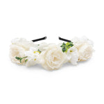 Load image into Gallery viewer, Radhu &amp; Kabby White Floral Hair Tiara Headband for Girls/Women | Set of 1 Elegant Artificial Roses Hairband