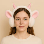 Load image into Gallery viewer, Radhu &amp; Kabby Adorable Pink Horn Plush Earmuffs | Cozy, Soft &amp; Warm Winter Ear Warmer