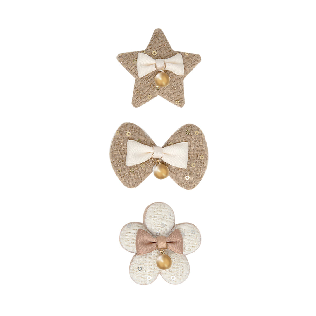 Radhu & Kabby Decorative Hair Clips for Girls | Set of 3 in Different Shapes – Star, Bow & Flower