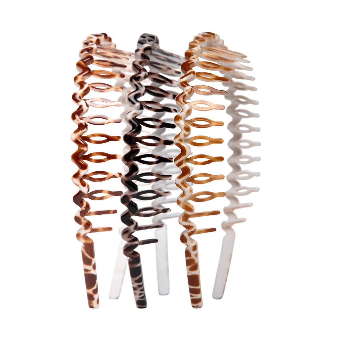 Radhu & Kabby Wavy Hairbands for Women | Stylish Tortoise Shell Design | Fancy Hair Accessories | Pack of 3