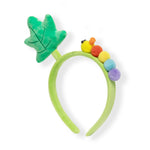 Load image into Gallery viewer, Kids Hairband Green Leaf &amp; Rainbow Caterpillar Plush Headband 1 Piece
