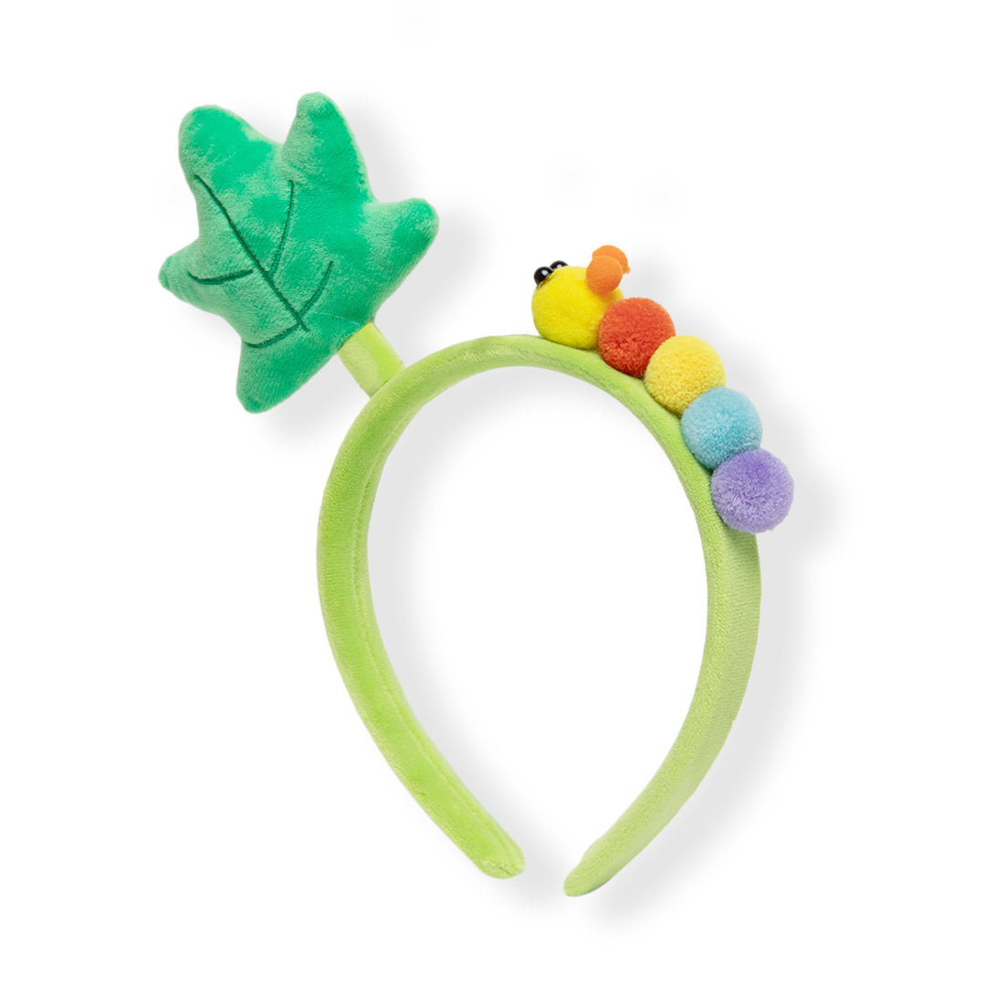 Kids Hairband Green Leaf & Rainbow Caterpillar Plush Headband 1 Piece