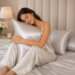 Load image into Gallery viewer, Radhu &amp; Kabby Premium Satin Pillow Covers with 3 Satin Scrunchies | Ultra Soft Silky Cooling Satin with Smooth Zipper Closure | Standard Size 72 x 48 cm
