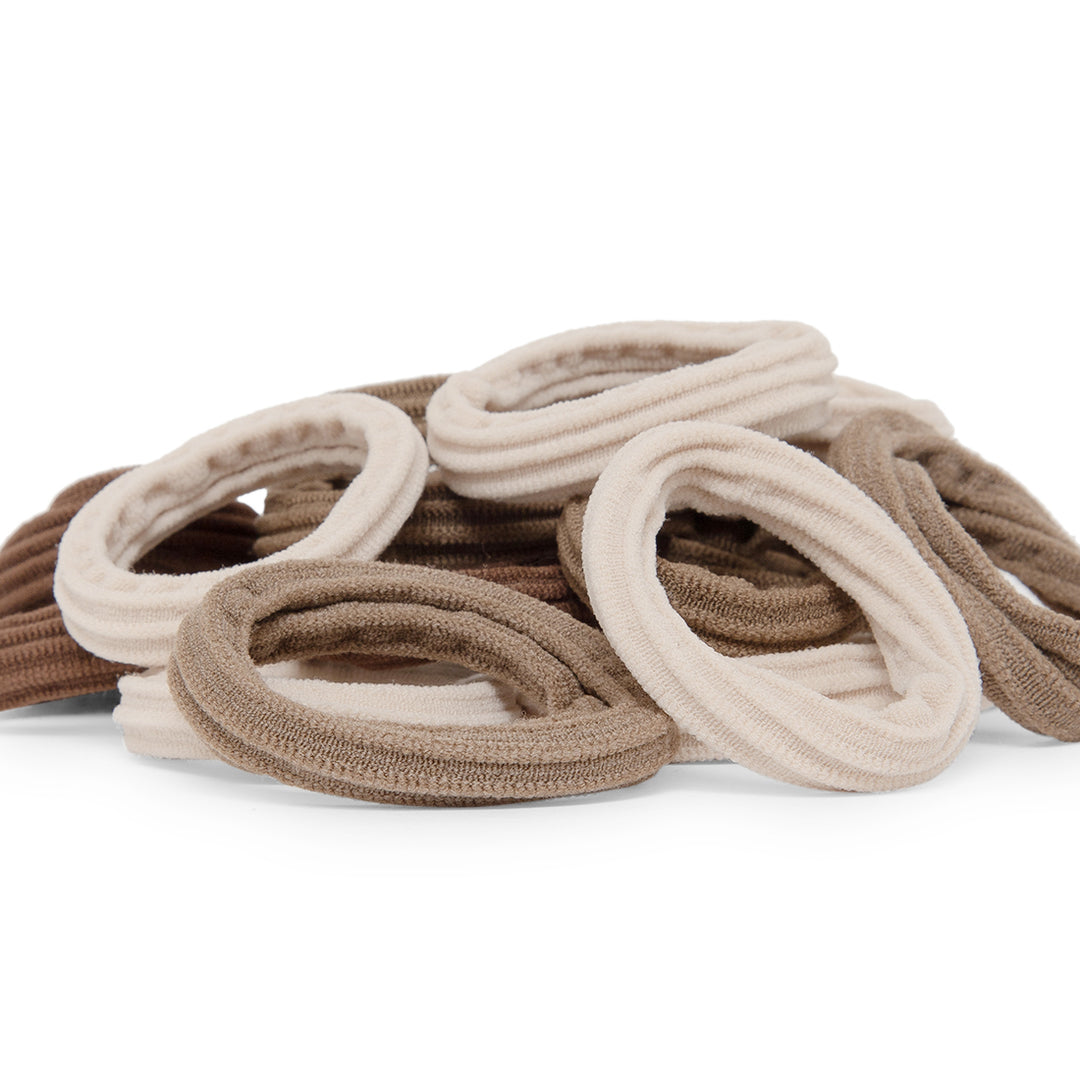 Radhu & Kabby Neutral Hair Ties Set | Brown & Beige Elastic No-Damage Ponytail Holders