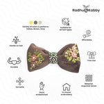 Load image into Gallery viewer, Radhu &amp; Kabby Velvet Hair Bow Clips | Pack of 3 Yellow, Brown &amp; Grey | Suitable for All Hair Types