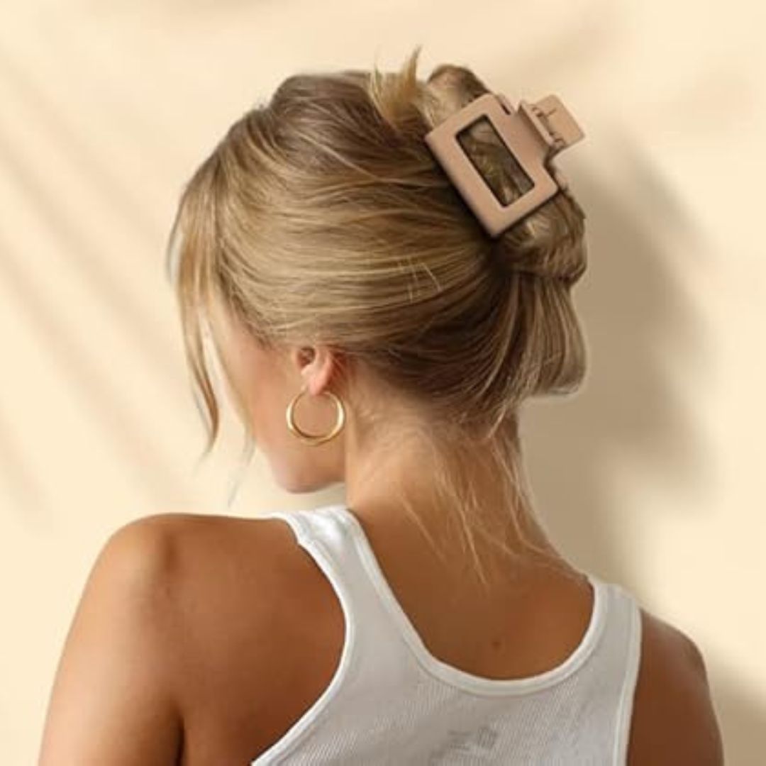 Radhu & Kabby Pack of 4 Matte Hair Claw Clips | Strong Hold Jaw Clips for Women | Minimal Everyday Hair Accessories Set