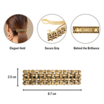 Load image into Gallery viewer, Golden Metal Barrette Hair Clip - Crystal Accents Hair Accessory for Women 1 Piece