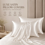Load image into Gallery viewer, Radhu &amp; Kabby Satin Pillow Covers with 3 Satin Scrunchies | Cool &amp; Breathable Fabric with Zipper Closure | Standard Size 72 x 48 cm